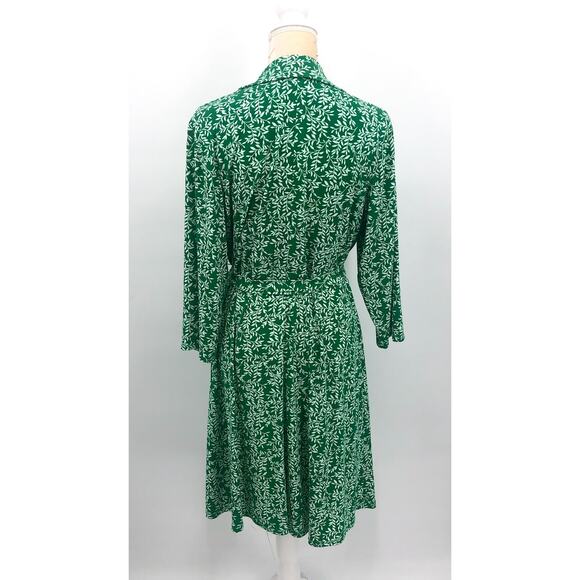 JESSICA HOWARD Faux Wrap Dress 14W Green Printed 3/4 Sleeve NWOT - Picture 6 of 10